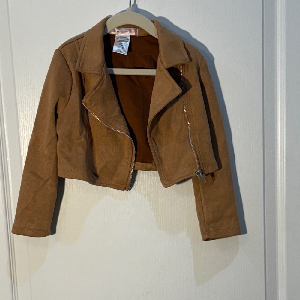 Brown Faux Suede Cropped Children’s Jacket Size 5 Very Soft